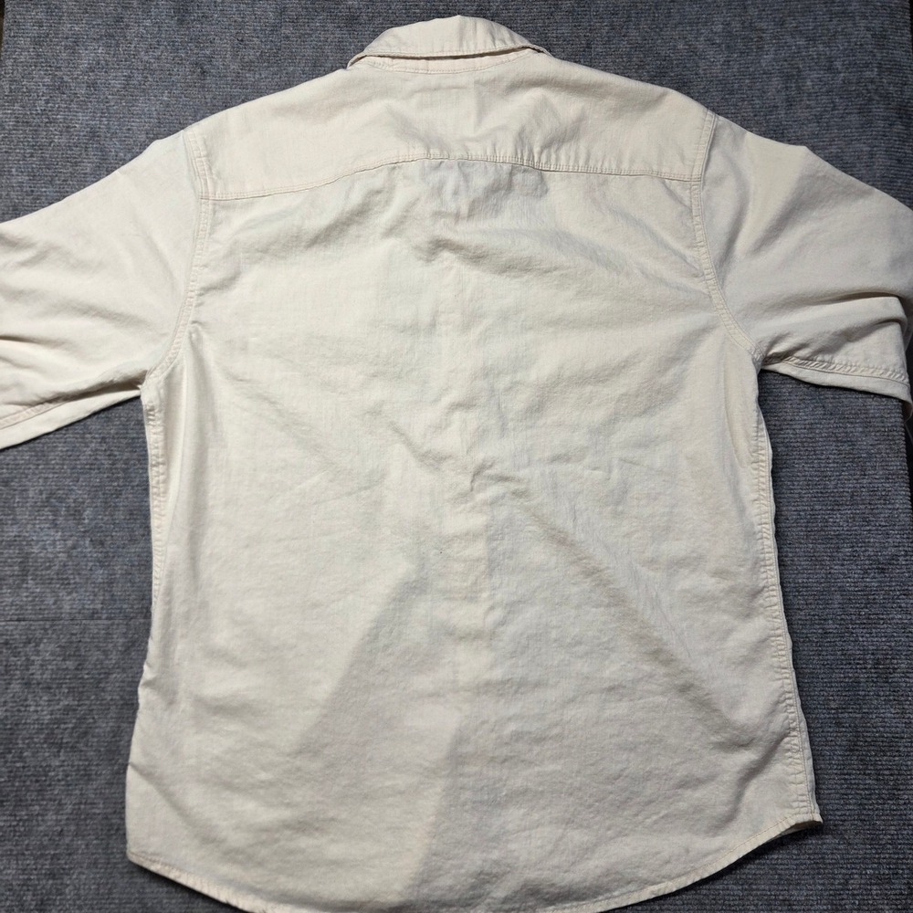 Wrangler Mens Western Snap Shirt Off White Cream Cotton Long Sleeve Large - Picture 14 of 15
